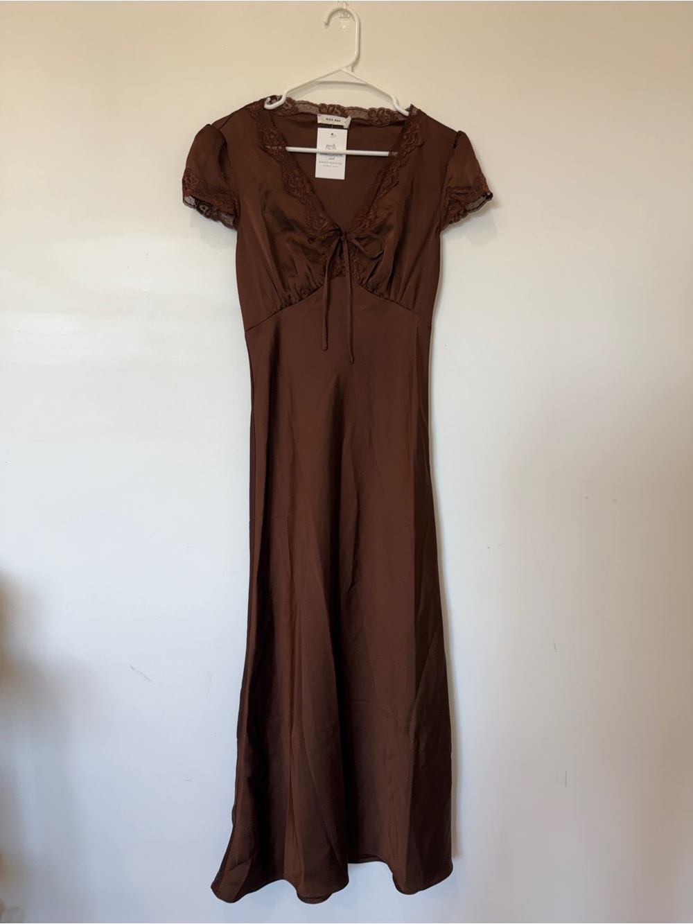 Mod Ref Chocolate Brown Lace-Trim Maxi Dress